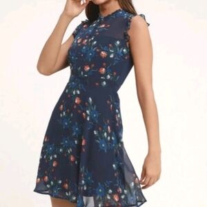 Lulu's Navy Floral Mini Dress